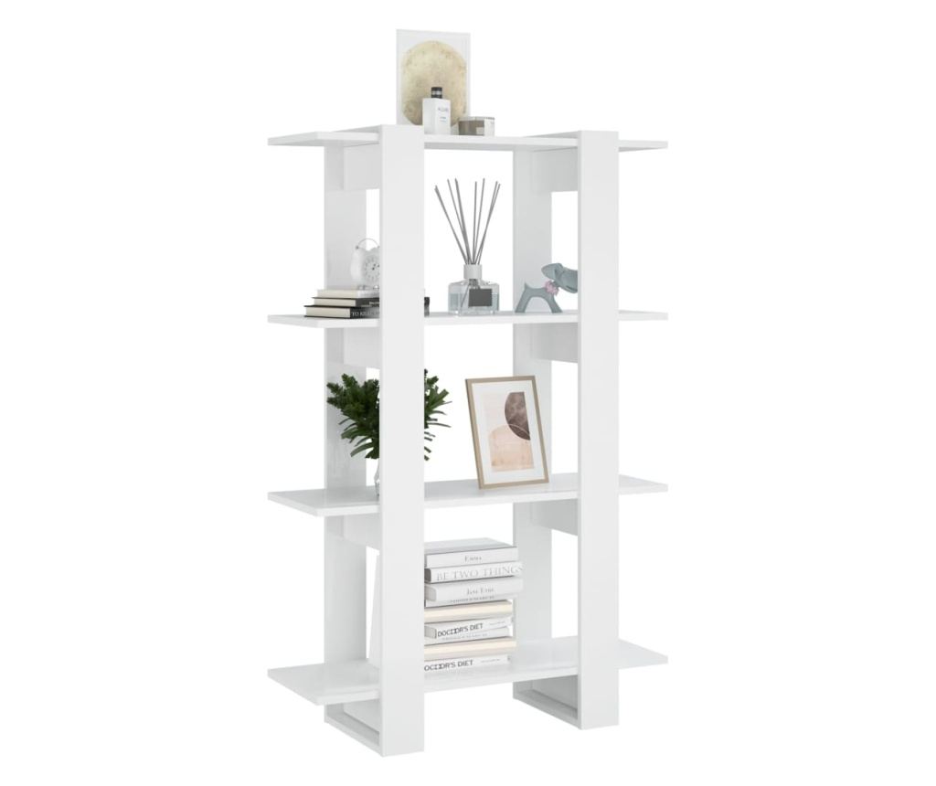 magasfényű fehér könyvszekrény/térelválasztó 80 x 30 x 123,5 cm - 7