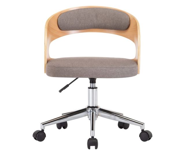 Vrtljiv jedilni stol siv taupe ukrivljen les/tkanina