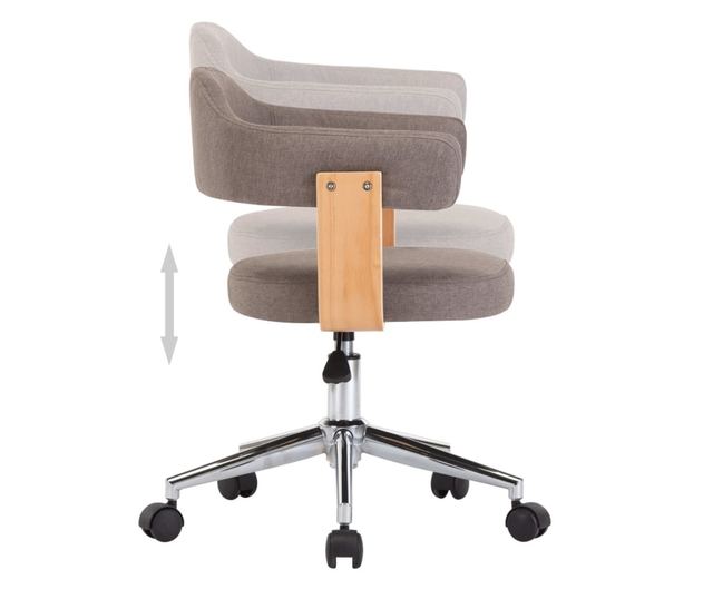 Vrteči jedilni stoli, 2 kosi, sivo taupe, ukrivljen les in tekstil