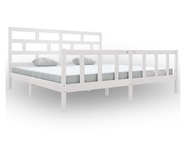 Рамка за легло Super King 6FT, бяла, 180x200 см, масивно дърво от бор