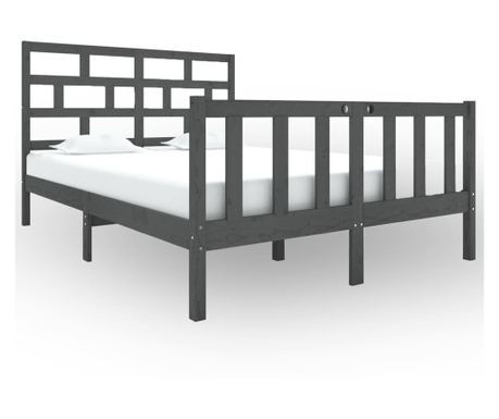 szürke tömör fenyőfa ágykeret 135 x 190 cm (4FT6 Double)