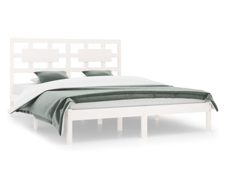 Okvir za krevet od masivne borovine bijeli 150x200 cm 5FT King