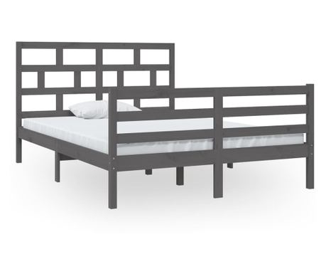 szürke tömör fa ágykeret 140 x 200 cm