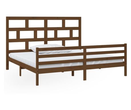 mézbarna tömör fenyőfa ágykeret 200 x 200 cm