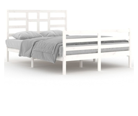 Cadru de pat, alb, 140x200 cm, lemn masiv