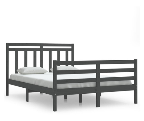 Cadru de pat, gri, 140x200 cm, lemn masiv