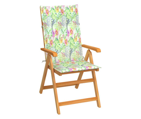 Krzesło ogrodowe z poduszkami w liście, lite drewno tekowe