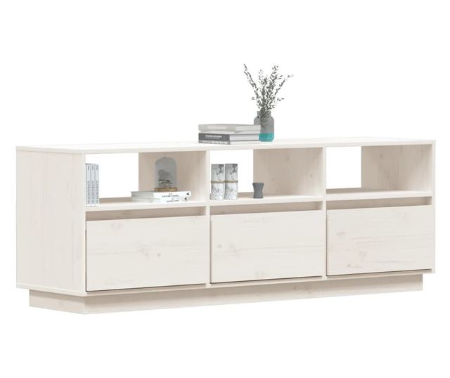 TV komoda, bijela, 140x37x50 cm, masivno borovo drvo