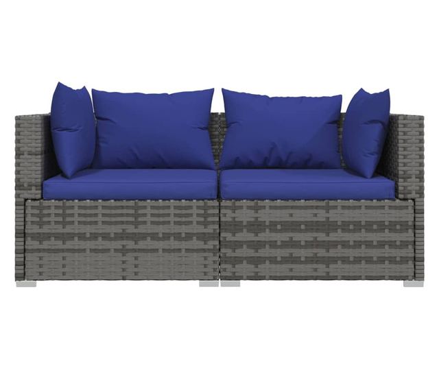 3-részes szürke polyrattan kerti ülőgarnitúra párnákkal