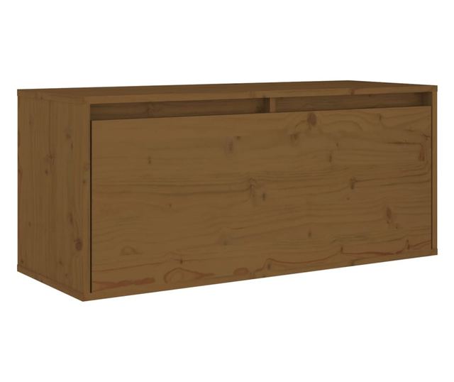 mézbarna tömör fenyőfa faliszekrény 80 x 30 x 35 cm