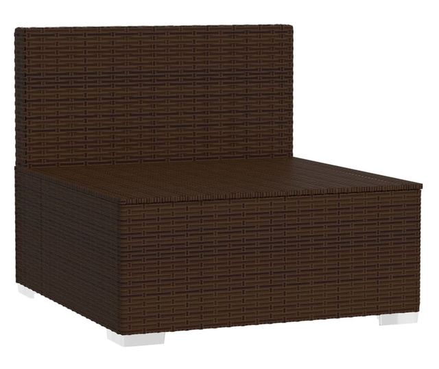 3-személyes barna polyrattan kanapé párnákkal