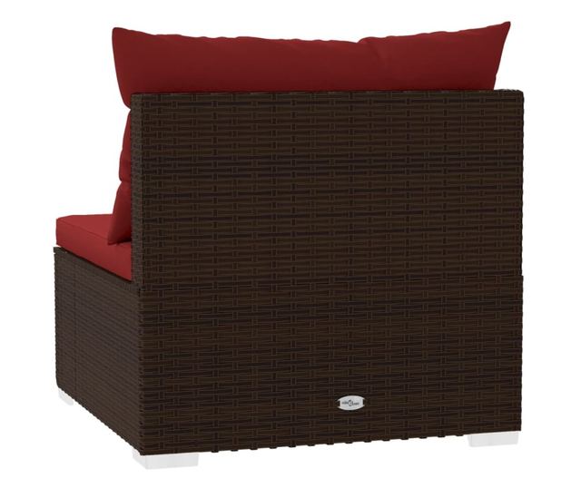 3-személyes barna polyrattan kanapé párnákkal