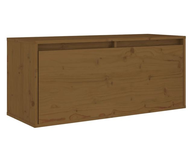 mézbarna tömör fenyőfa faliszekrény 80 x 30 x 35 cm