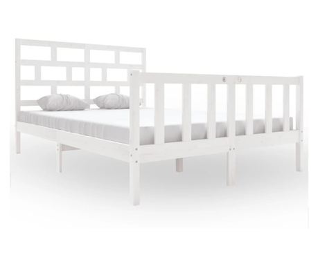 fehér tömör fenyőfa ágykeret 150 x 200 cm (5FT King Size)