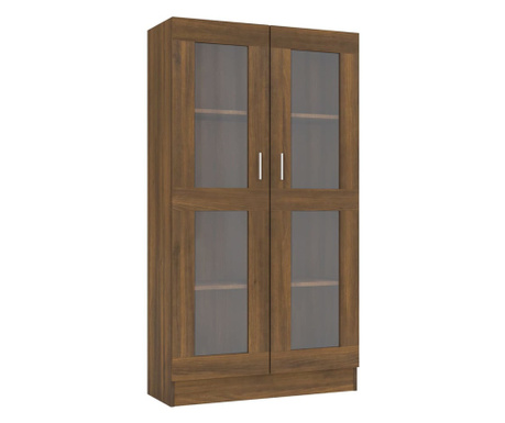 Шкаф витрина, кафяв дъб, 82,5x30,5x150 см, инженерно дърво