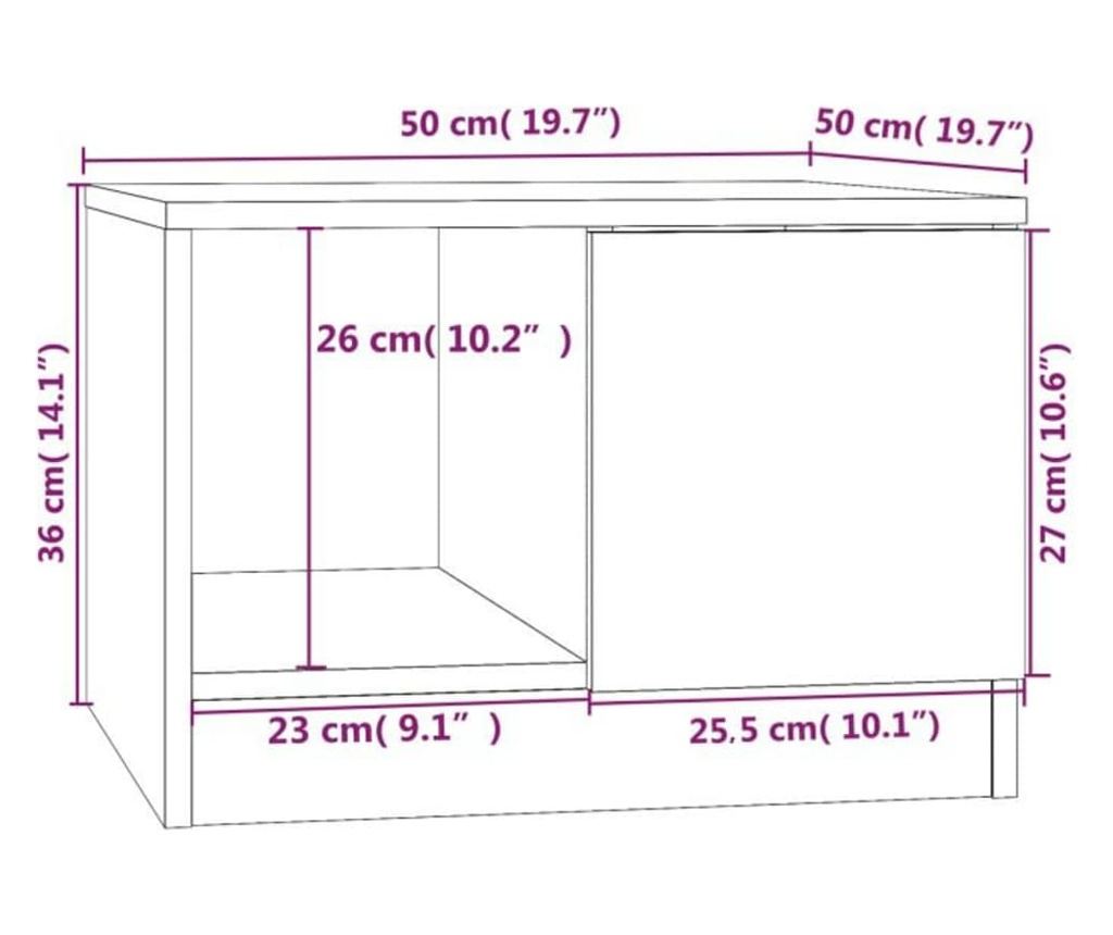 Klubska mizica siva sonoma 50x50x36 cm konstruiran les - 11
