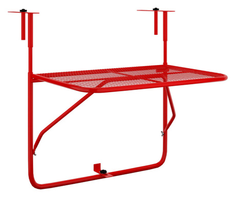 Балконска масичка, червена, 60x40 см, стомана