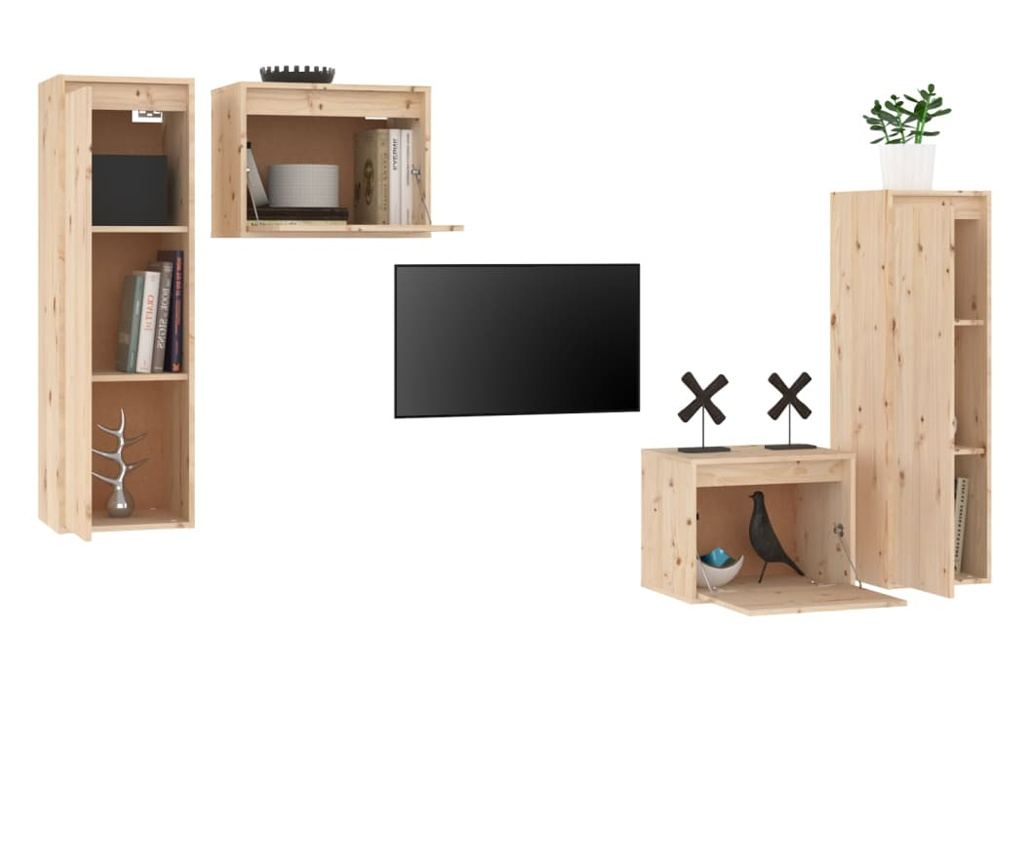 TV komode, 4 kom., masivno drvo bora - 4