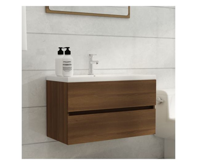 Ormarić za umivaonik boja smeđeg hrasta 80x38,5x45 cm drveni