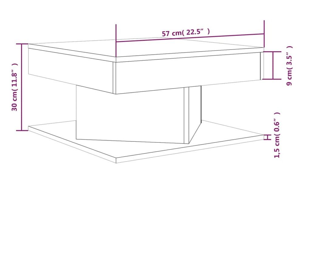 Klubska mizica dimljeni hrast 57x57x30 cm konstruiran les - 7