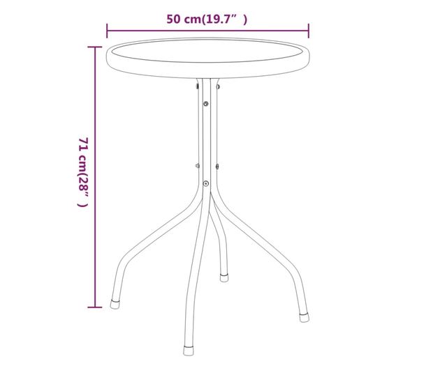Градинска маса, антрацит, Ø50x71 см, стомана