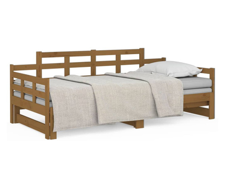 Izvlečna dnevna postelja medeno rjava borovina 2x(90x200) cm