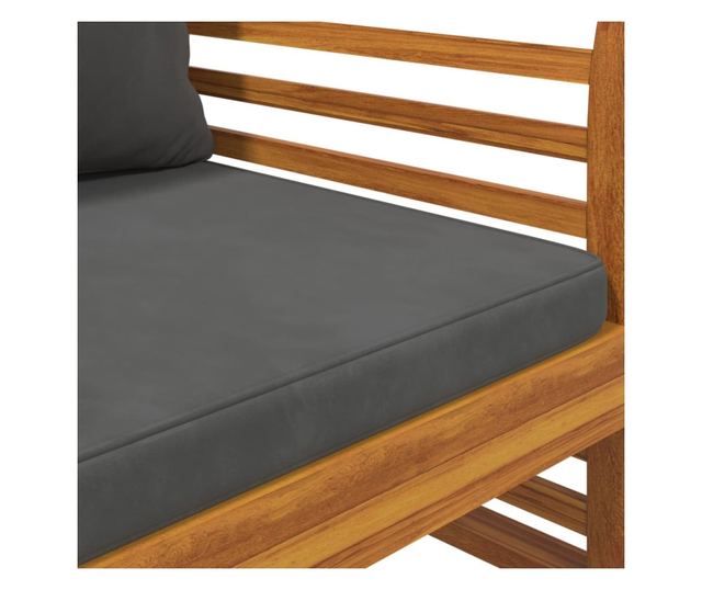 Градински комплект с възглавници, 3 части, масивно акациево дърво