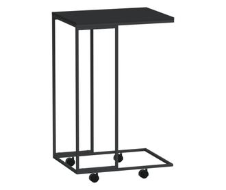 Masuta laterala cu roti, negru, 40x30x63,5 cm, lemn prelucrat