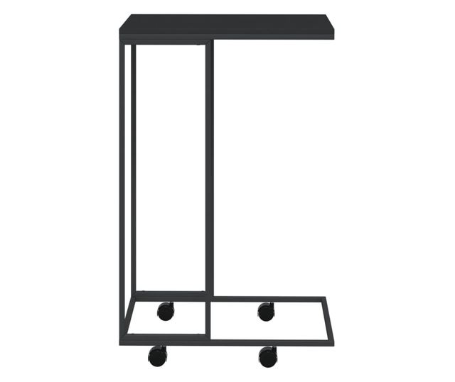 Masuta laterala cu roti, negru, 40x30x63,5 cm, lemn prelucrat