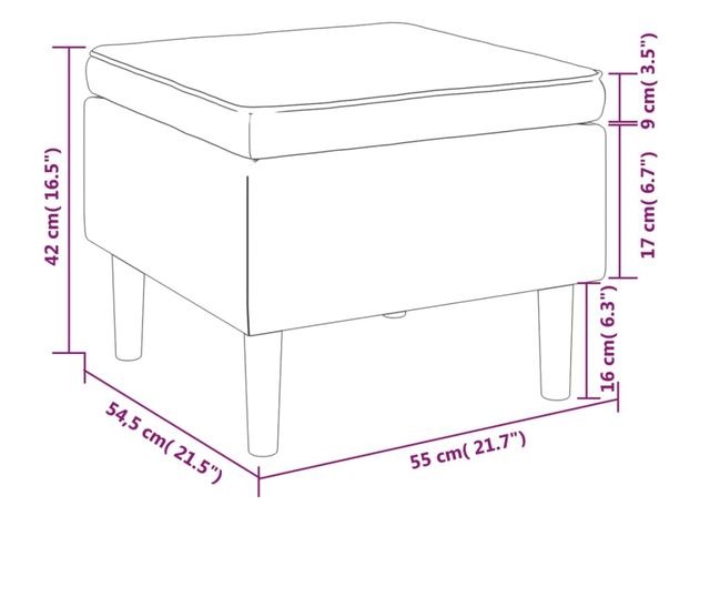 Табуретка с дървени крака, виненочервена, текстил