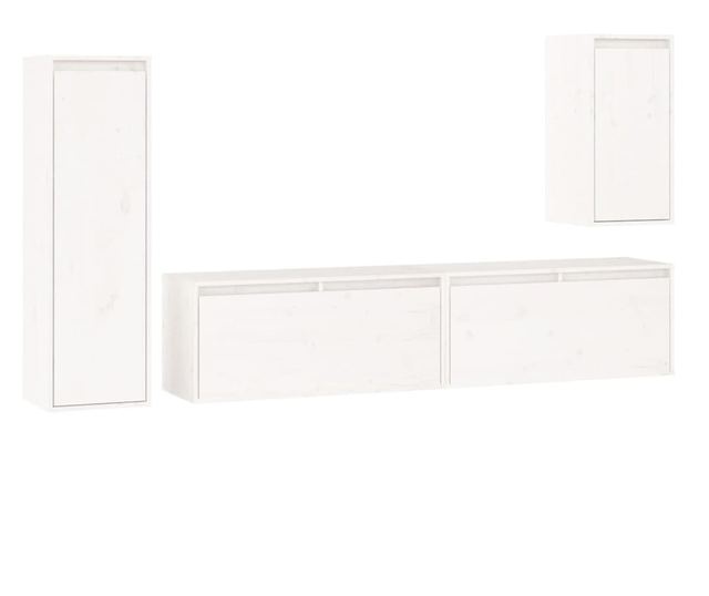 TV komode, 4 kom., bijela, masivno drvo bora