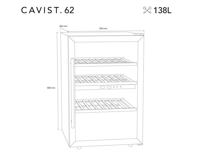 Racitor de vin Dual Zone 62 sticle, Cavist - CAVIST62