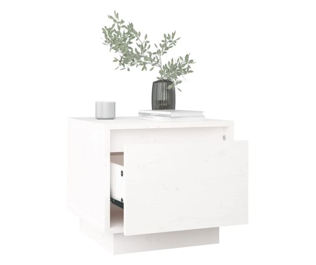 Noćni ormarić, bijeli, 35x34x32 cm, masivno borovo drvo