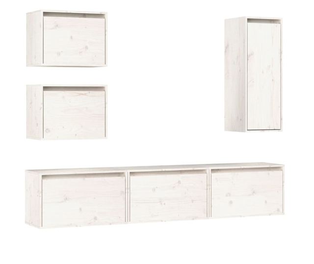 TV komode, bijela, 6 kom., masivno drvo bora