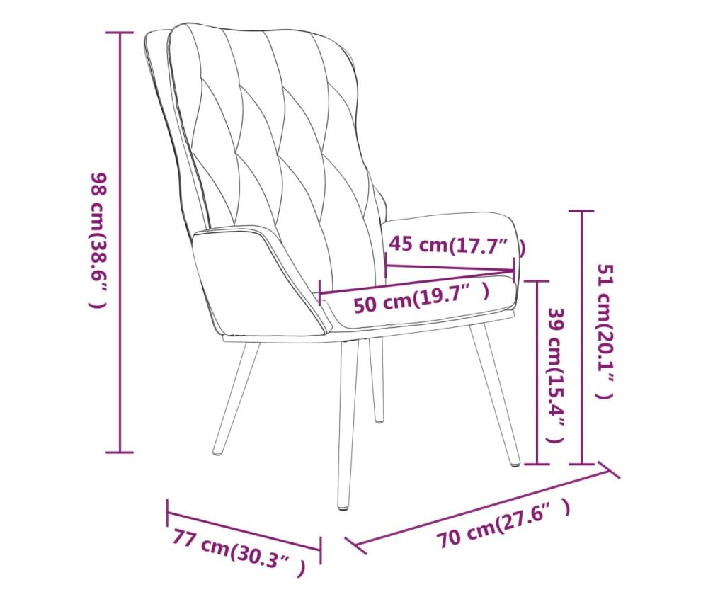 Naslanjač s podnožjem za noge, črn, žameten - 8