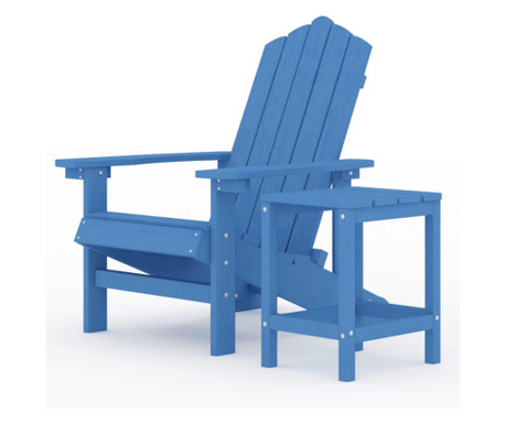 Scaun gradina Adirondack cu masa, albastru marin, HDPE