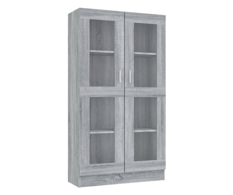 Шкаф витрина, сив сонома, 82,5x30,5x150 см, инженерно дърво