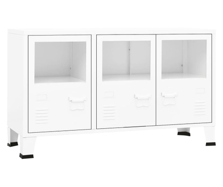 fehér fém és üveg tálalószekrény 105 x 35 x 62 cm