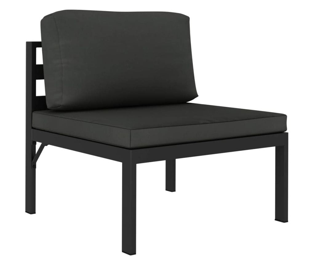 Градински комплект с възглавници, 10 части, антрацит, алуминий - 6