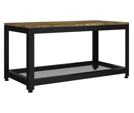 sötétbarna és fekete MDF és vas dohányzóasztal 90x45x45 cm