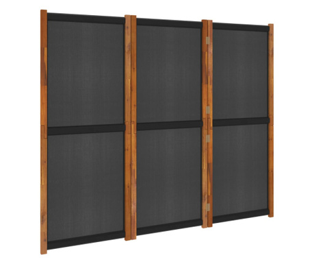 Sobna pregrada s 3 panela crna 210 x 180 cm