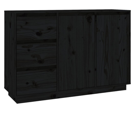 Příborník černý 111 x 34 x 75 cm masivní borové dřevo