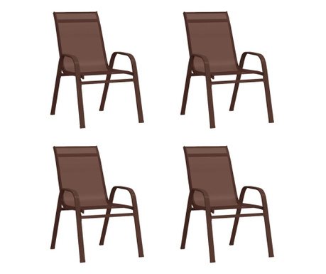 4 db barna textilén rakásolható kerti szék