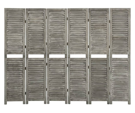szürke 6-paneles tömör faparaván 214 x 166 cm