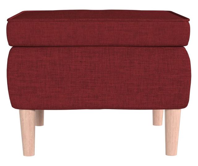 Табуретка с дървени крака, виненочервена, текстил