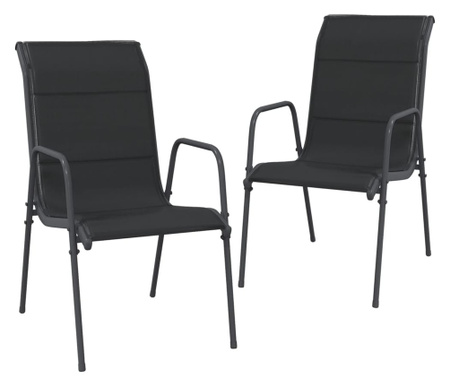 2 db fekete acél és textilén kerti szék