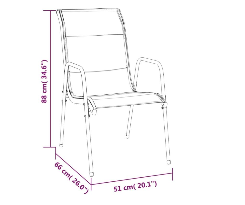 Градински комплект мебели, 3 части, Черен, Стомана - 10