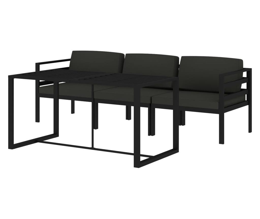 Set vrtnog namještaja od 4 komada s jastucima, antracit, aluminij - 3