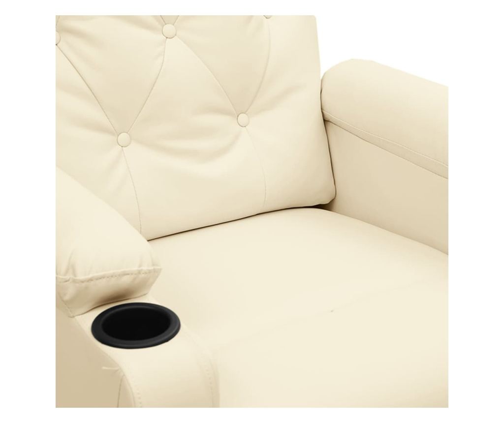 Електрически реклайнер фотьойл, кремав, изкуствена кожа - 7