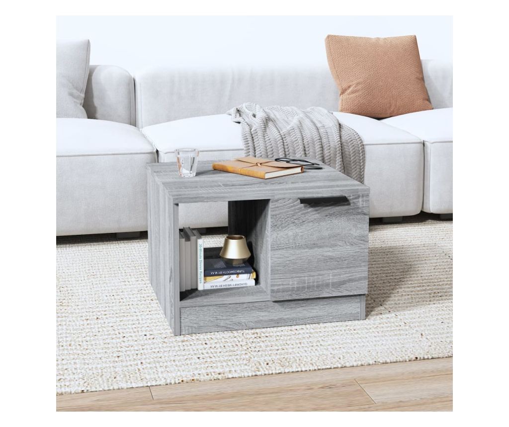 Klubska mizica siva sonoma 50x50x36 cm konstruiran les - 2